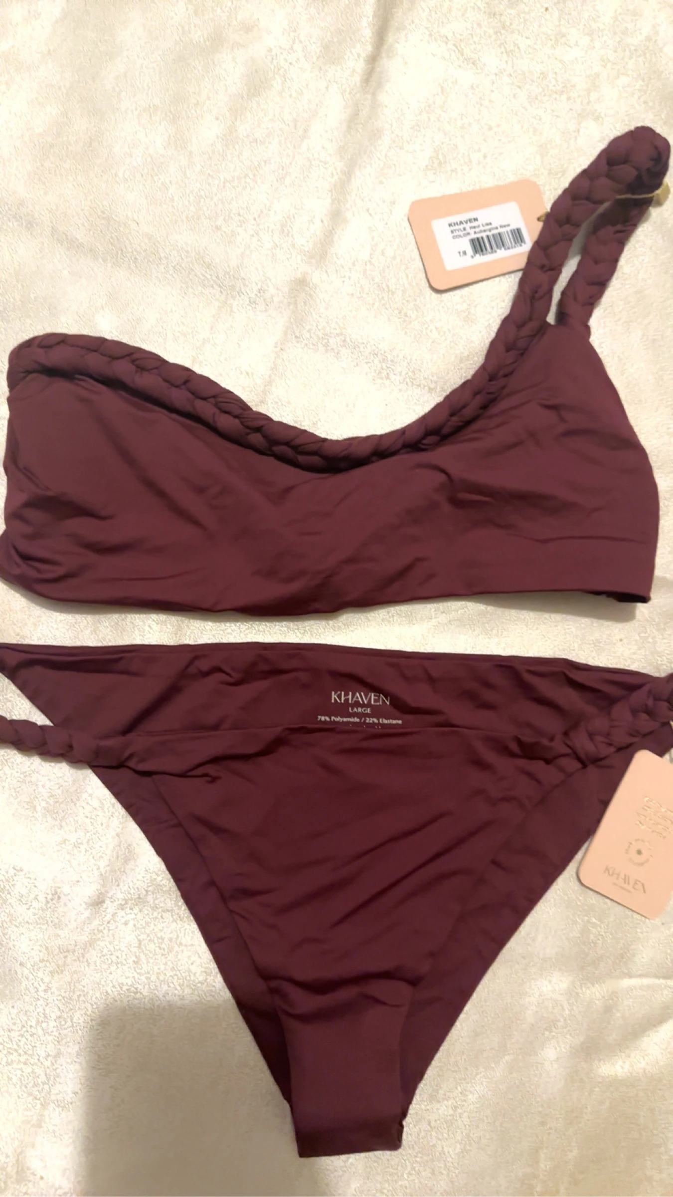 Maillot de bain KHAVEN couleur aubergines-neuf avec étiquette-taille M/L